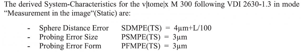 GE Phoenix v|tome|x M 量测精度