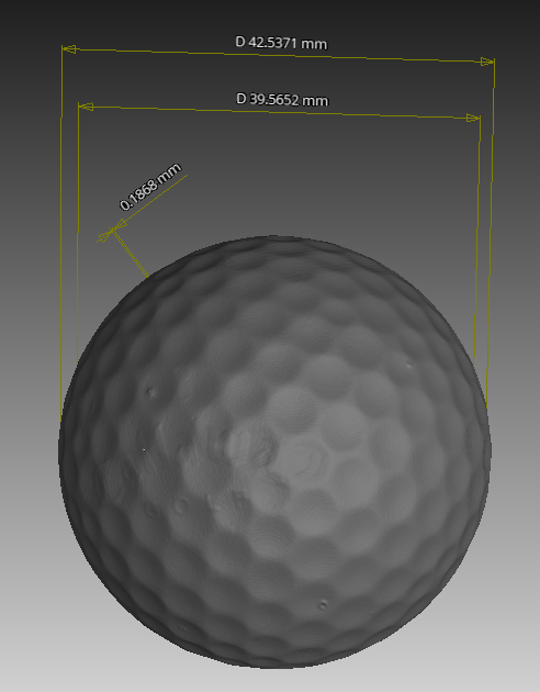 3D X-ray CT 高尔夫球内部尺寸量测
