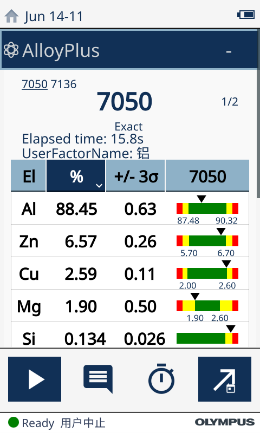 Vanta XRF检测铝合金标准片之数据 Vanta XRF检测铝合金标准片之数据