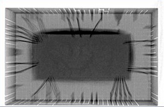 2DX-ray检测:封装内部结构可视化 封装IC的2D X-ray影像,显示晶粒与打线结构